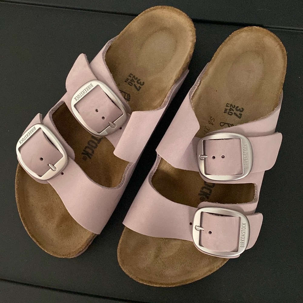 Big Buckle Lilac Purple Nubuck Leather Birkenstock Arizona 37 Regular Width